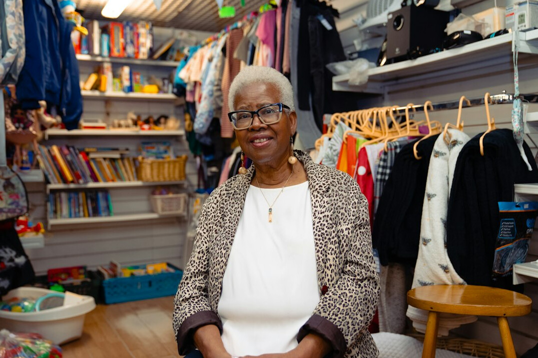 woman in disguise at store